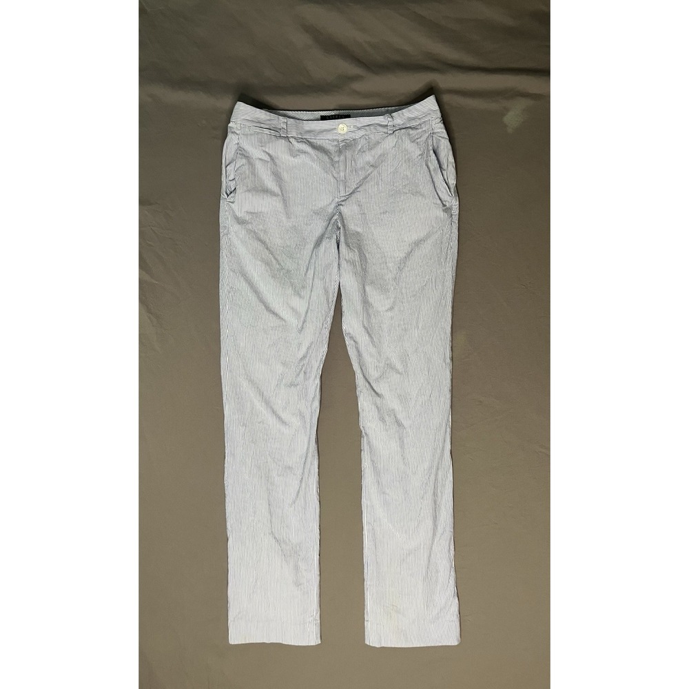 Lauren Dalph Lauren Edita Linen Pants Women's Size 8 Stripes Flat Front Straight
